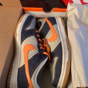 Nike dunk low orange denim big kids 5.5 with box